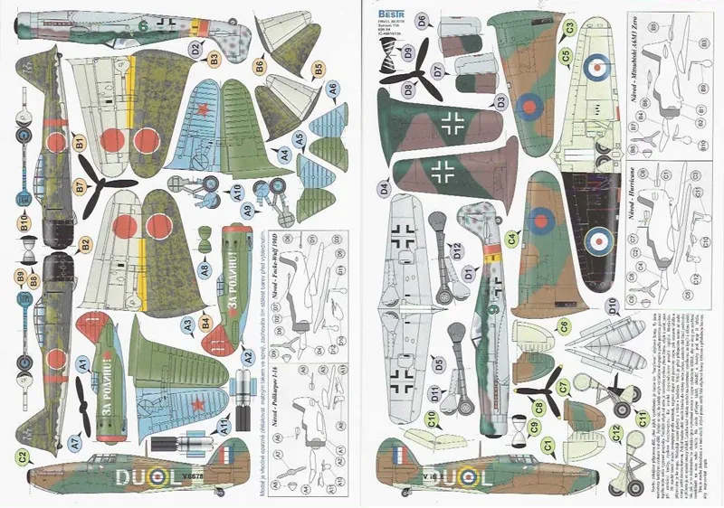 Papierový model - Stíhacie Lietadlá 4x